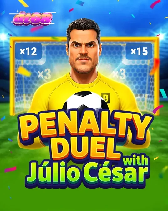 Giao diện trò chơi Penalty Duel with Júlio César với khung thành và thủ môn